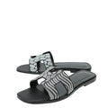 Hermes Bicolor Oran Veau Bride Embroidered Sandal 37