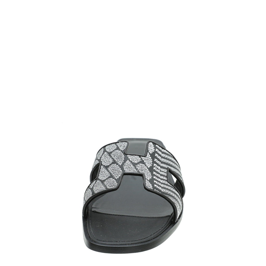 Hermes Bicolor Oran Veau Bride Embroidered Sandal 37