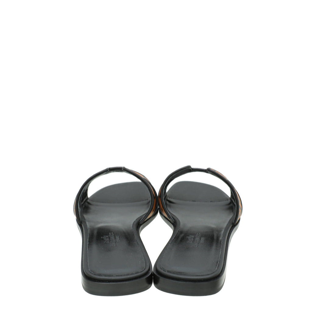 Hermes Bicolor Oran Printed Veau Imprime Sandal 37