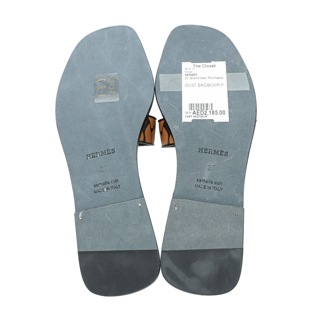 Hermes Bicolor Oran Printed Veau Imprime Sandal 37