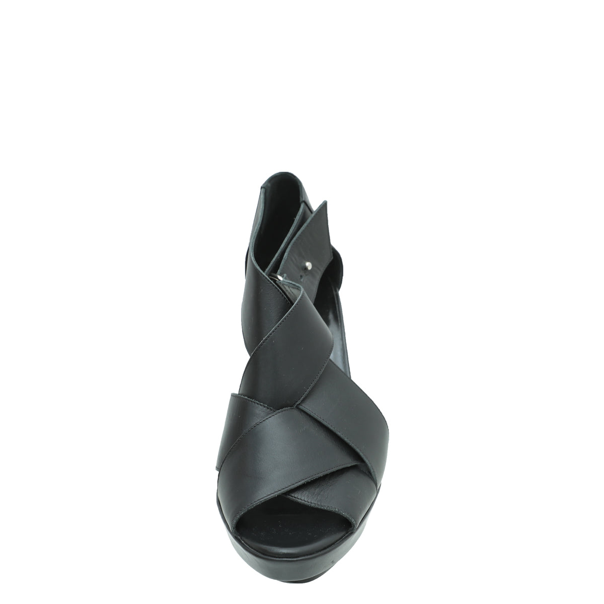 Hermes Noir Cross Strappy Platform Sandal 38.5