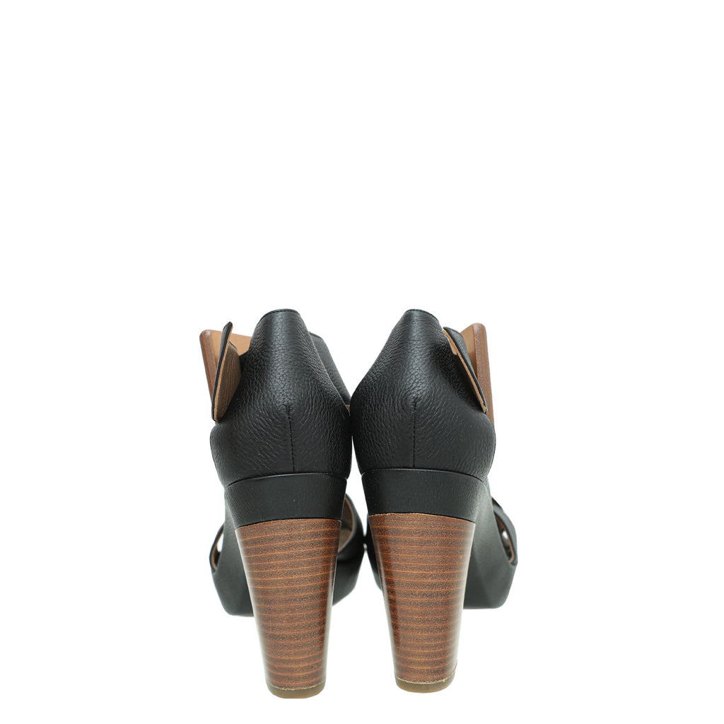 Hermes Noir Buckle Platform Sandal 38