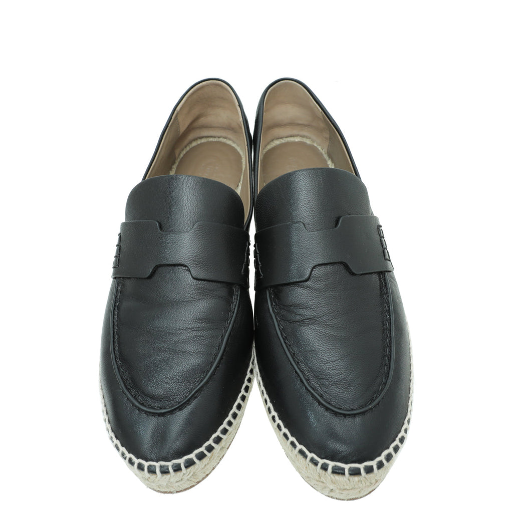 Hermes Noir Trip Goatskin Espadrille 39