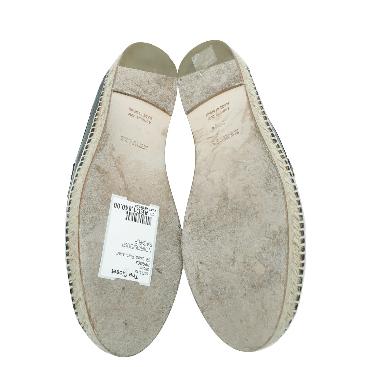 Hermes Noir Trip Goatskin Espadrille 39