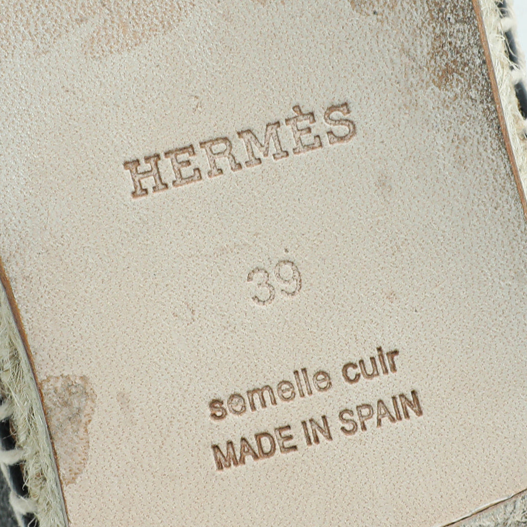 Hermes Noir Trip Goatskin Espadrille 39