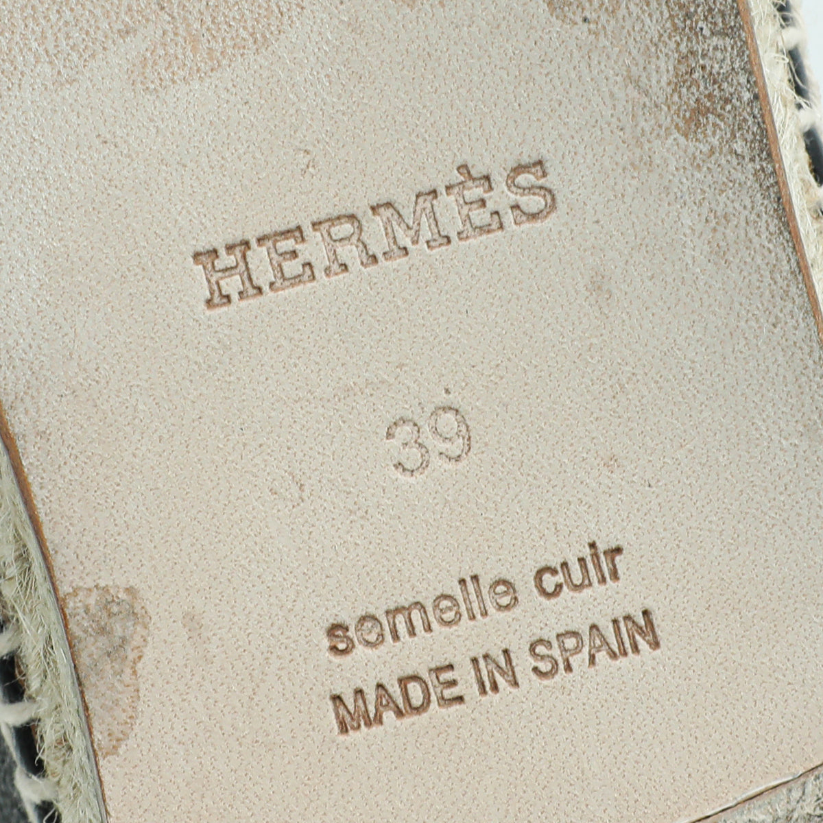Hermes Noir Trip Goatskin Espadrille 39