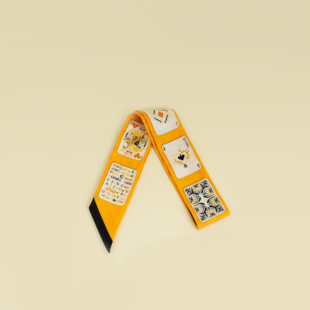Hermes Multicolor Jeu de Cartes Print Twilly