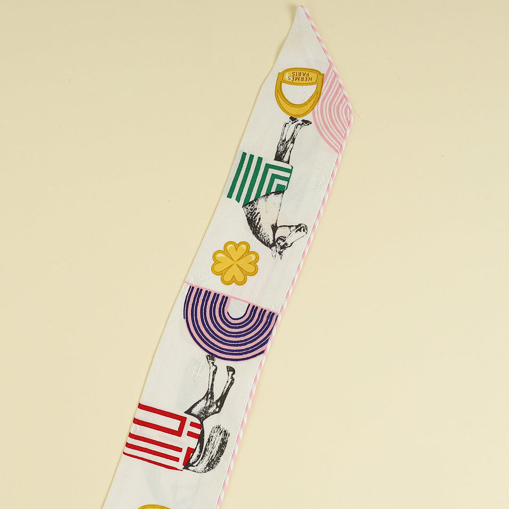 Hermes Rainbow Moussoline Muslin Garde-Robe Pop Charms Printed Twilly