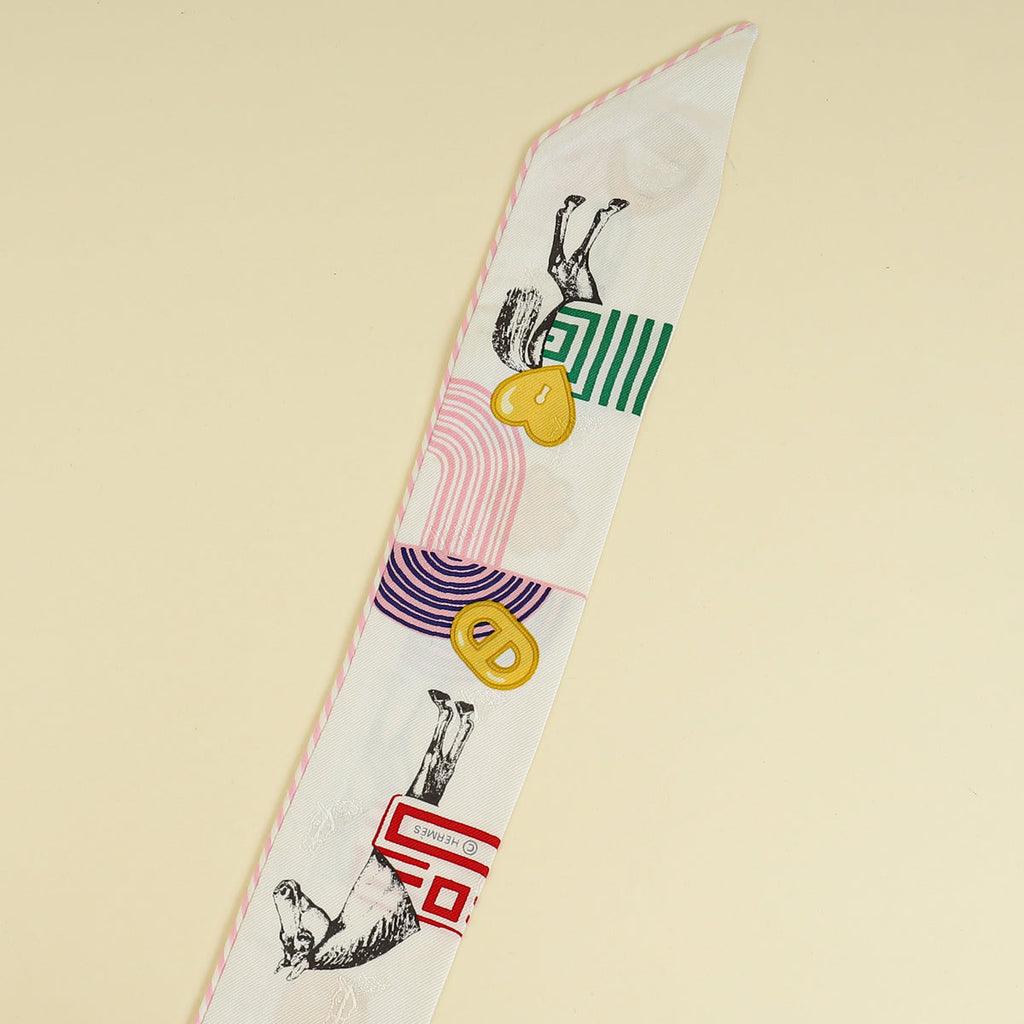 Hermes Rainbow Moussoline Muslin Garde-Robe Pop Charms Printed Twilly