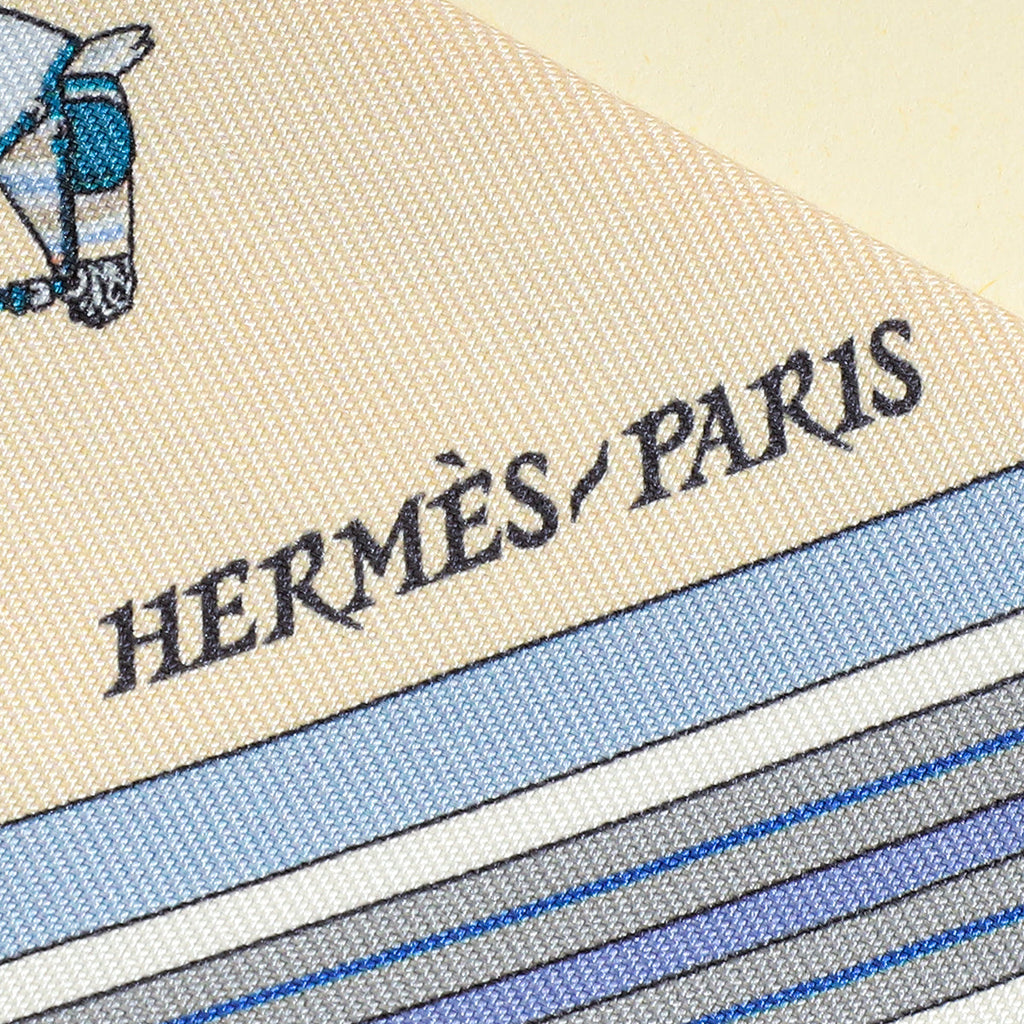 Hermes Bleu Multicolor Couvertures Nouvelles Printed Twilly
