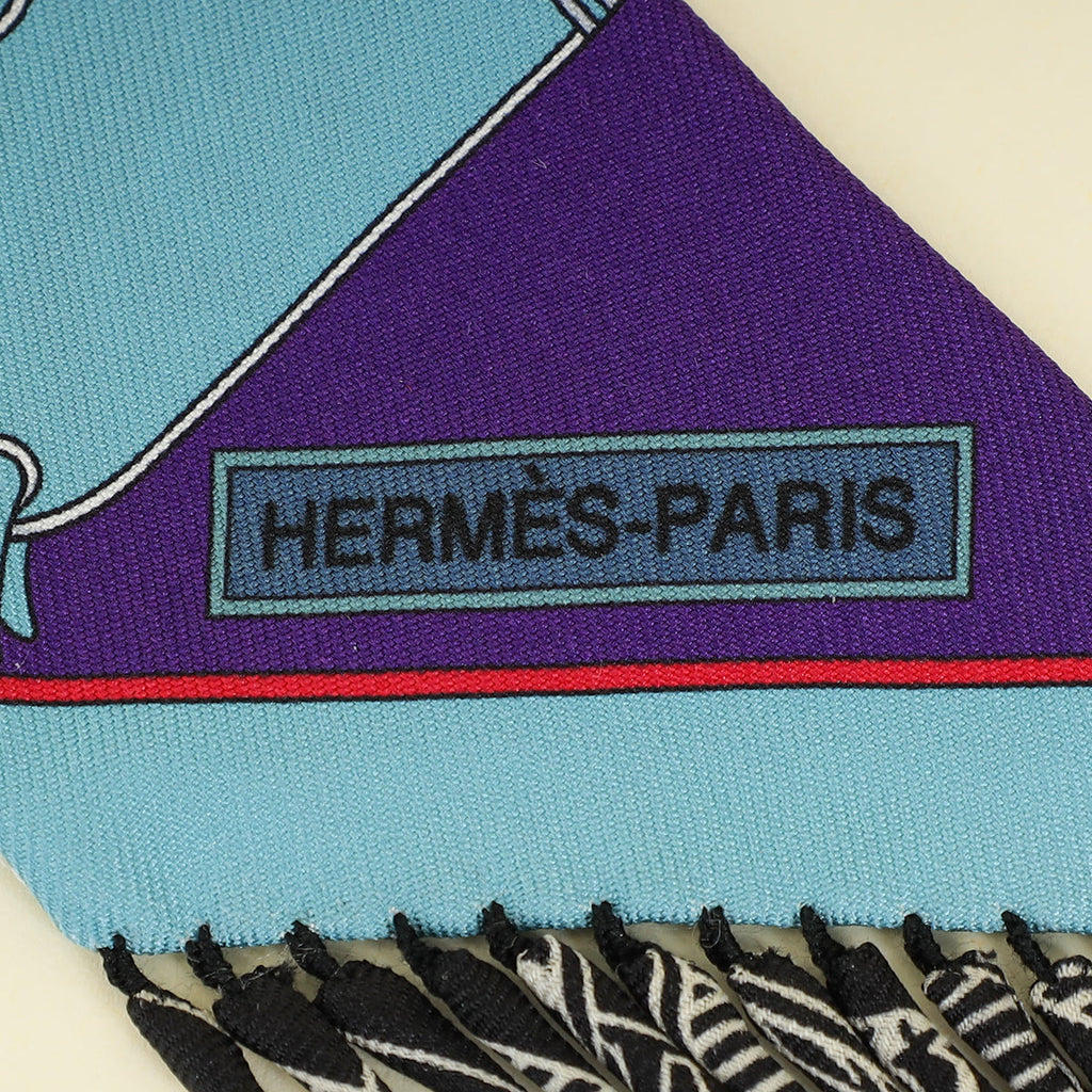 Hermes Multicolor Au Bloc Fringed Twilly