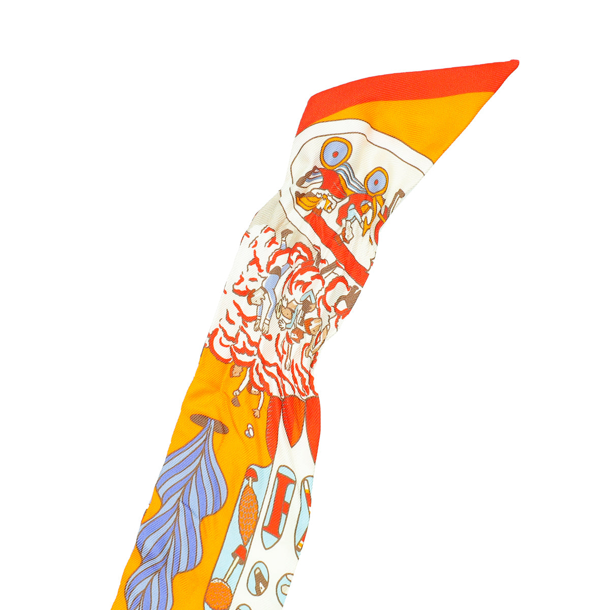 Hermes Orange Multicolor Silk Exposition Universelle Twilly