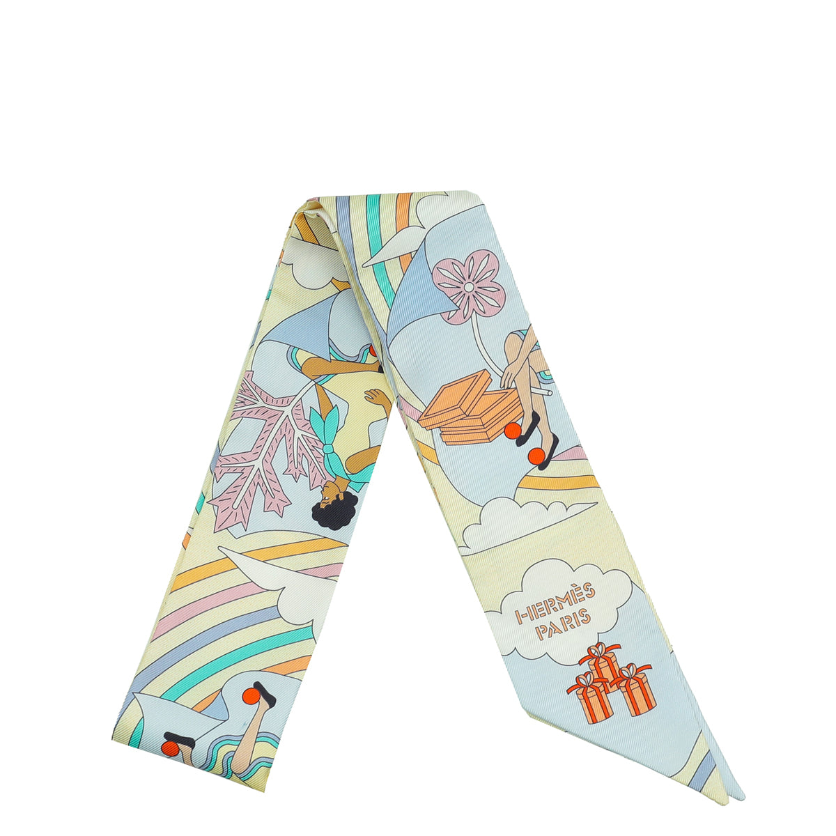 Hermes Tricolor Carres Volants Silk Twilly