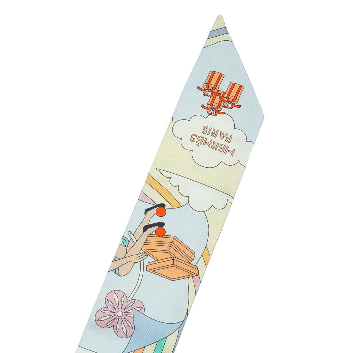 Hermes Tricolor Carres Volants Silk Twilly