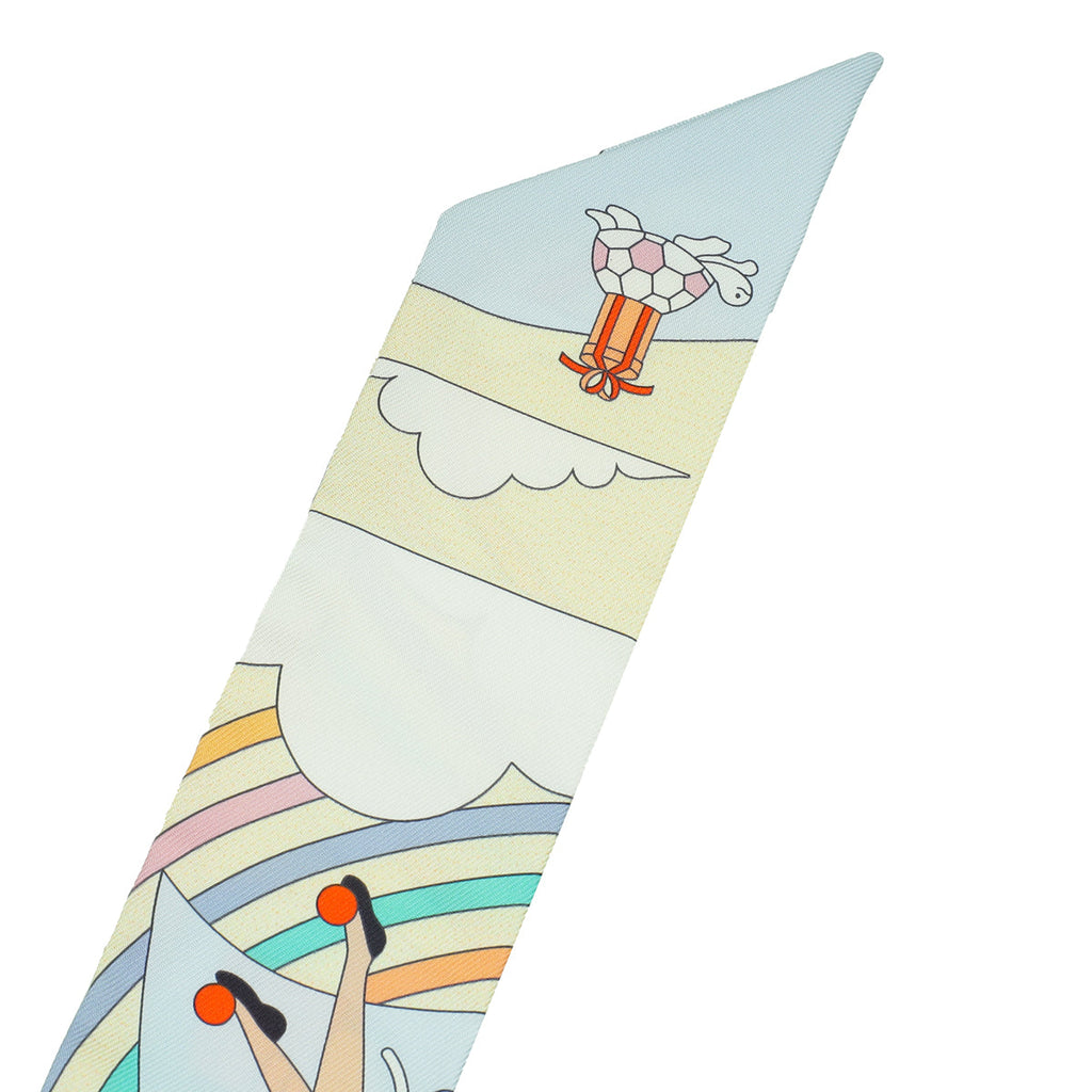 Hermes Tricolor Carres Volants Silk Twilly