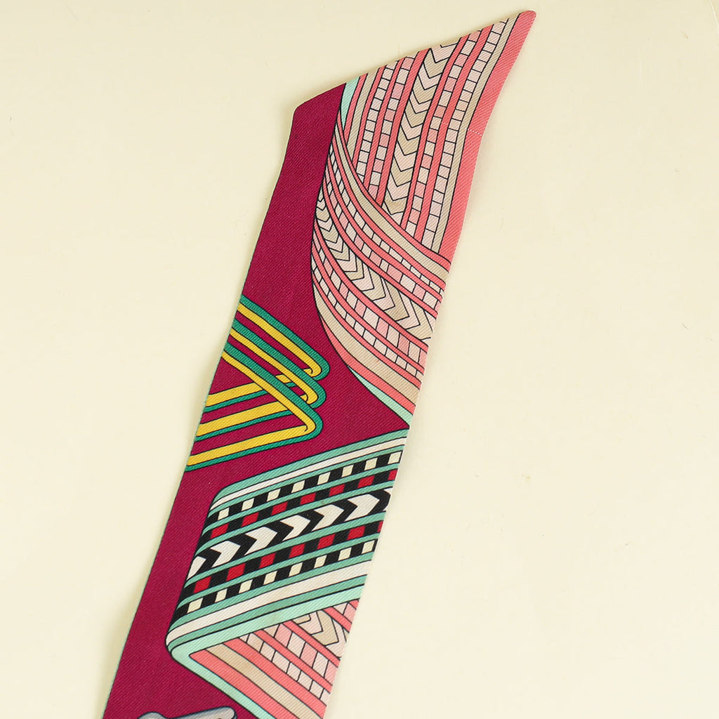 Hermes Multicolor Sangles En ZigZag Silk Twilly