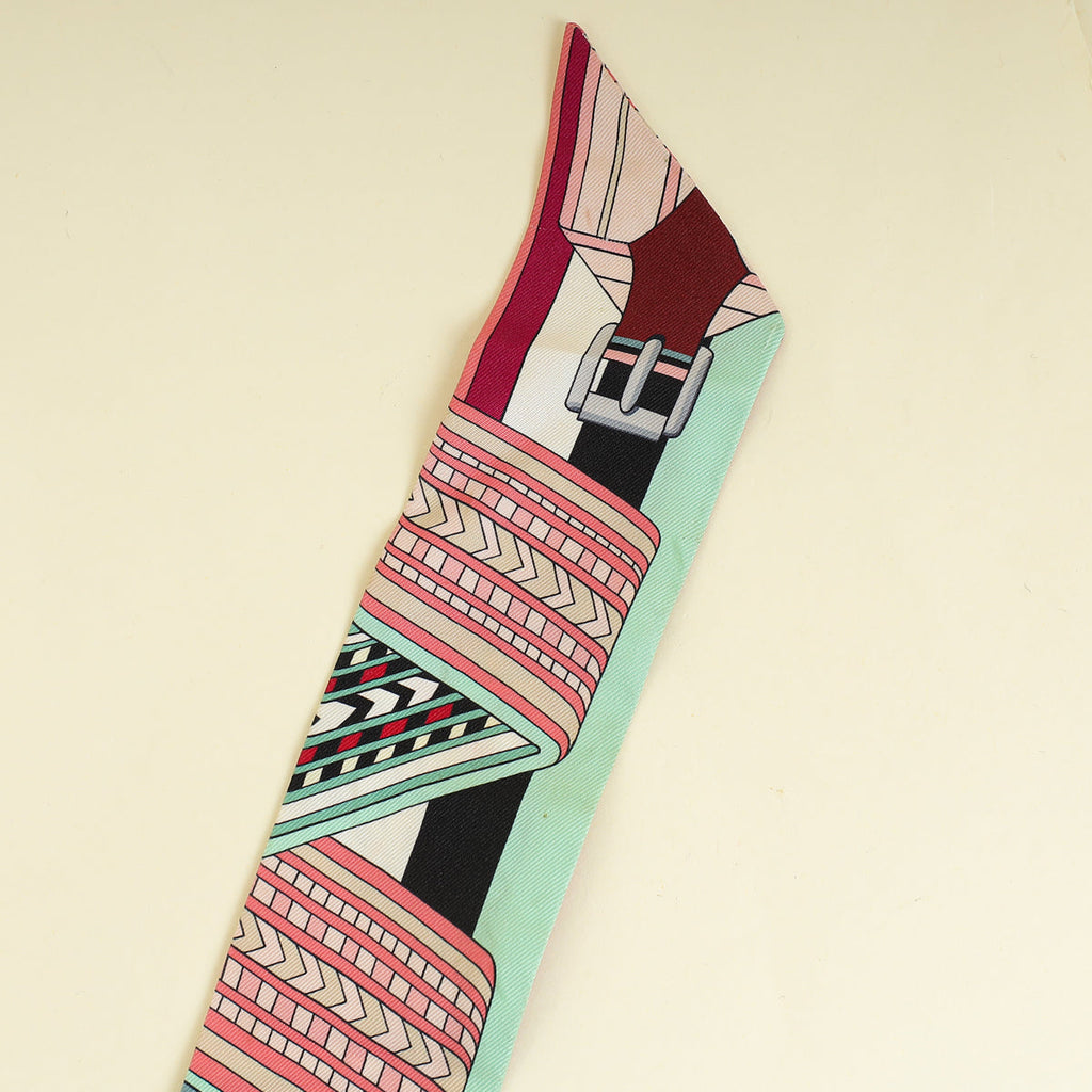 Hermes Multicolor Sangles En ZigZag Silk Twilly