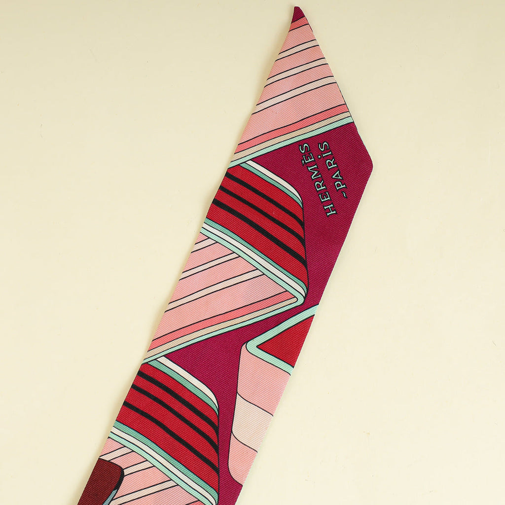 Hermes Multicolor Sangles En ZigZag Silk Twilly