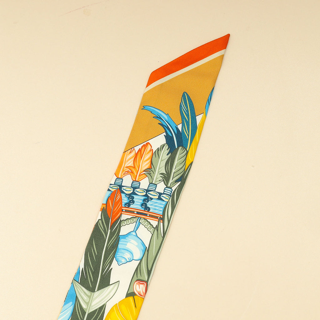 Hermes Tricolor La Danse Pacifique Silk Twilly