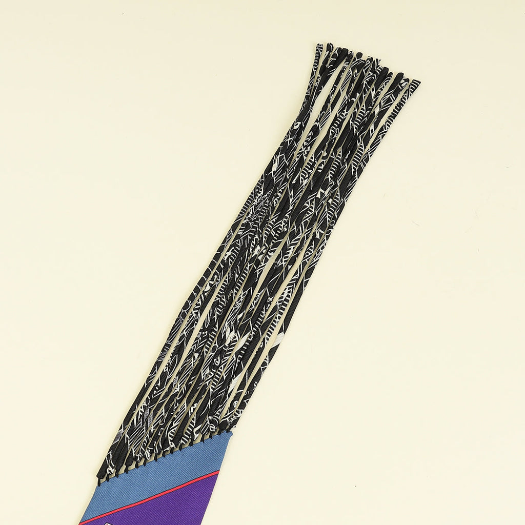 Hermes Violet Multicolor Au Bloc Fringed Twilly