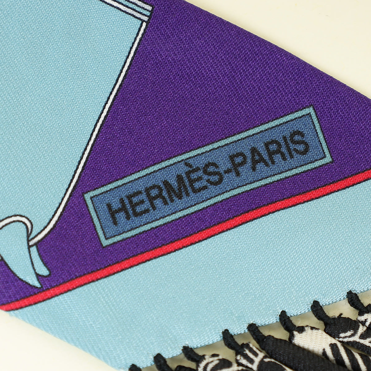 Hermes Violet Multicolor Au Bloc Fringed Twilly
