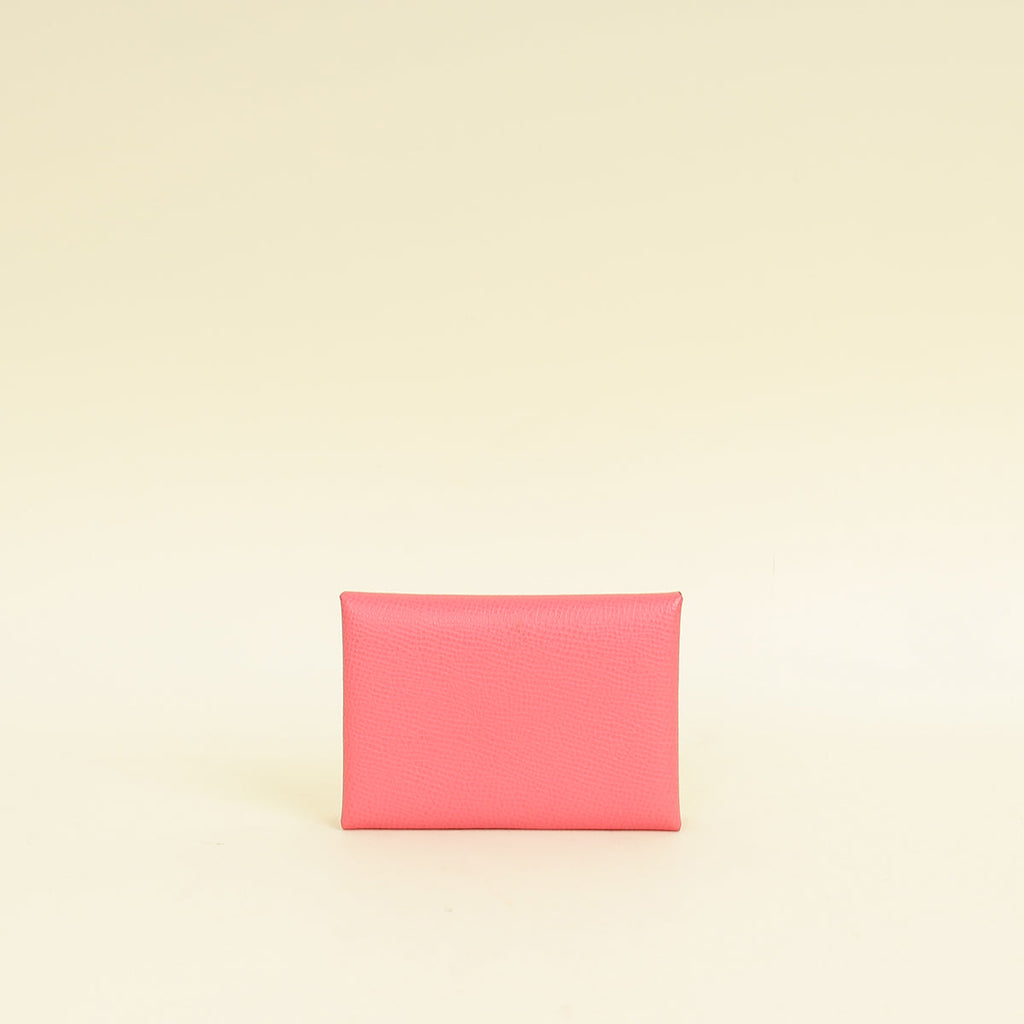 Hermes Rose Azalee Porte-Cartes Calvi Duo Compact Card Holder