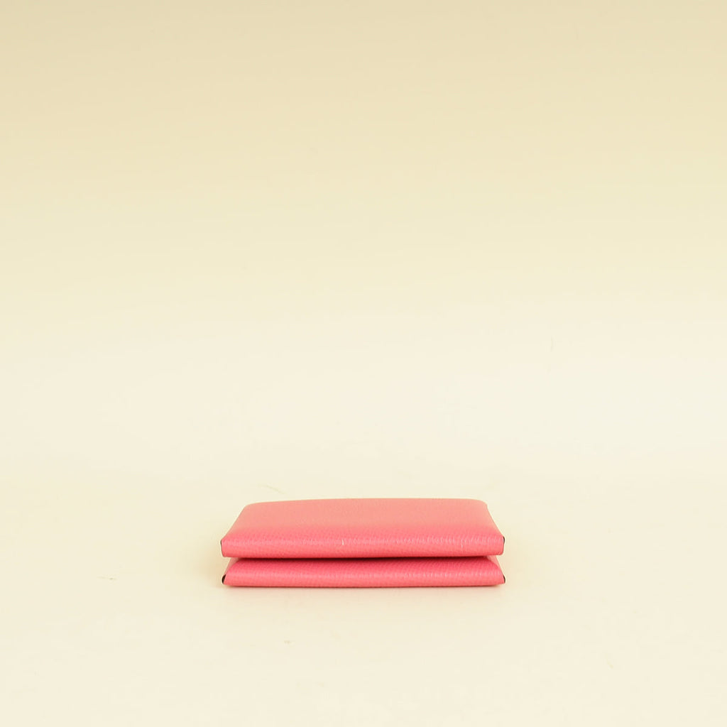 Hermes Rose Azalee Porte-Cartes Calvi Duo Compact Card Holder