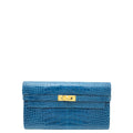 Hermes Bleu Izmir Alligator Kelly Classic Wallet