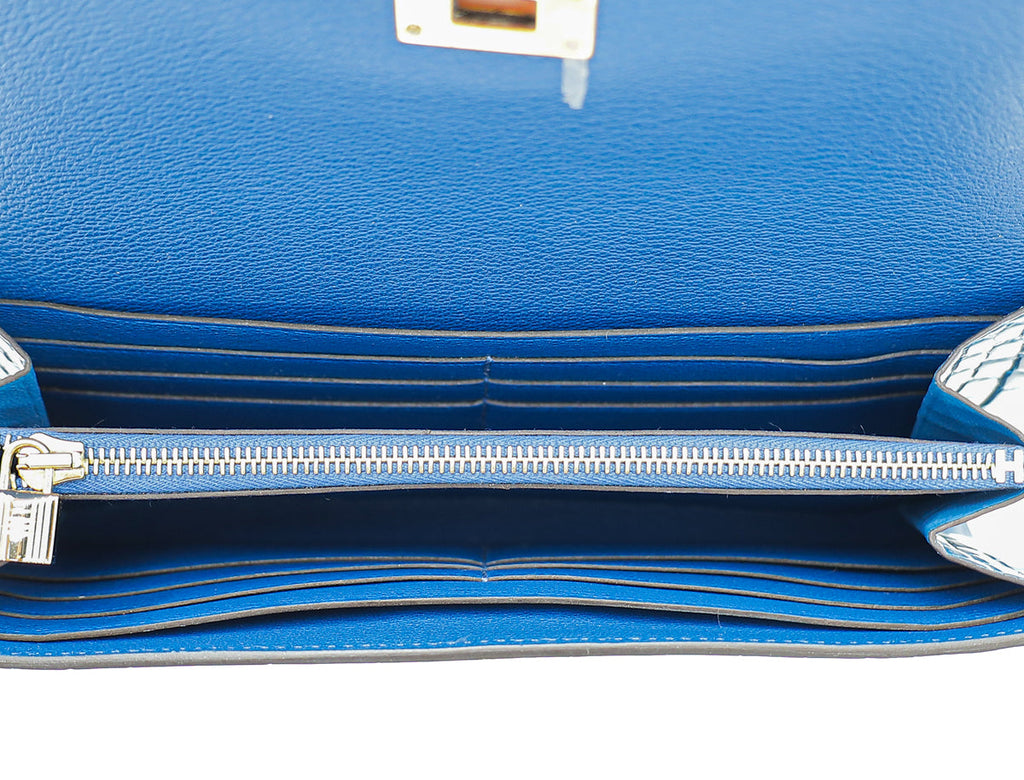 Hermes Bleu Izmir Alligator Kelly Classic Wallet