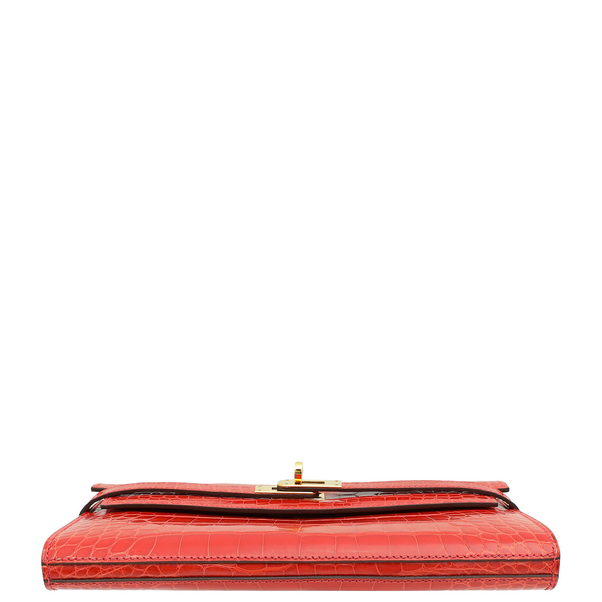 Hermes Geranium Shiny Alligator Kelly Longue Wallet