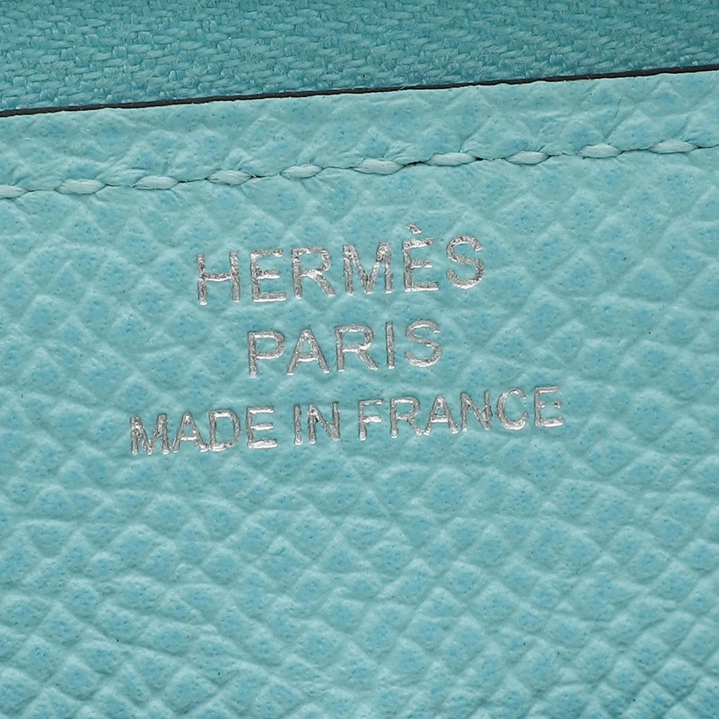 Hermes Bleu Atoll Flamingo Party Soie-Cool Silk Print Azap Zippy Wallet