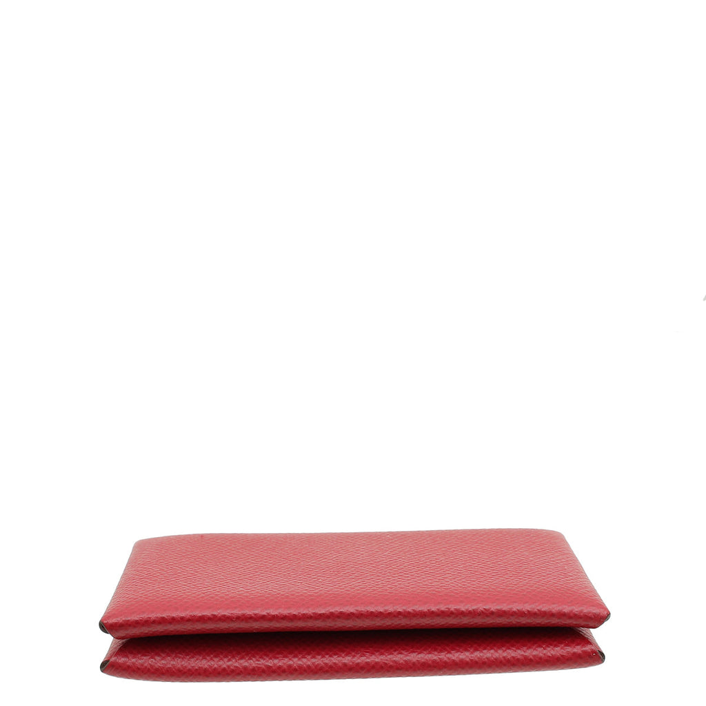 Hermes Rouge H Calvi Card Holder