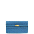 Hermes Bleuet Ostrich Kelly Classic Wallet