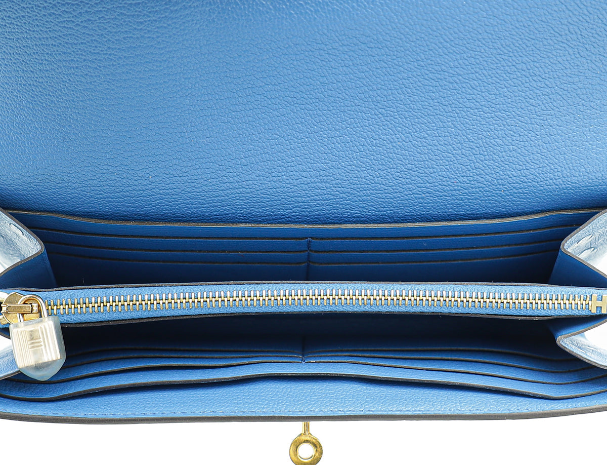 Hermes Bleuet Ostrich Kelly Classic Wallet