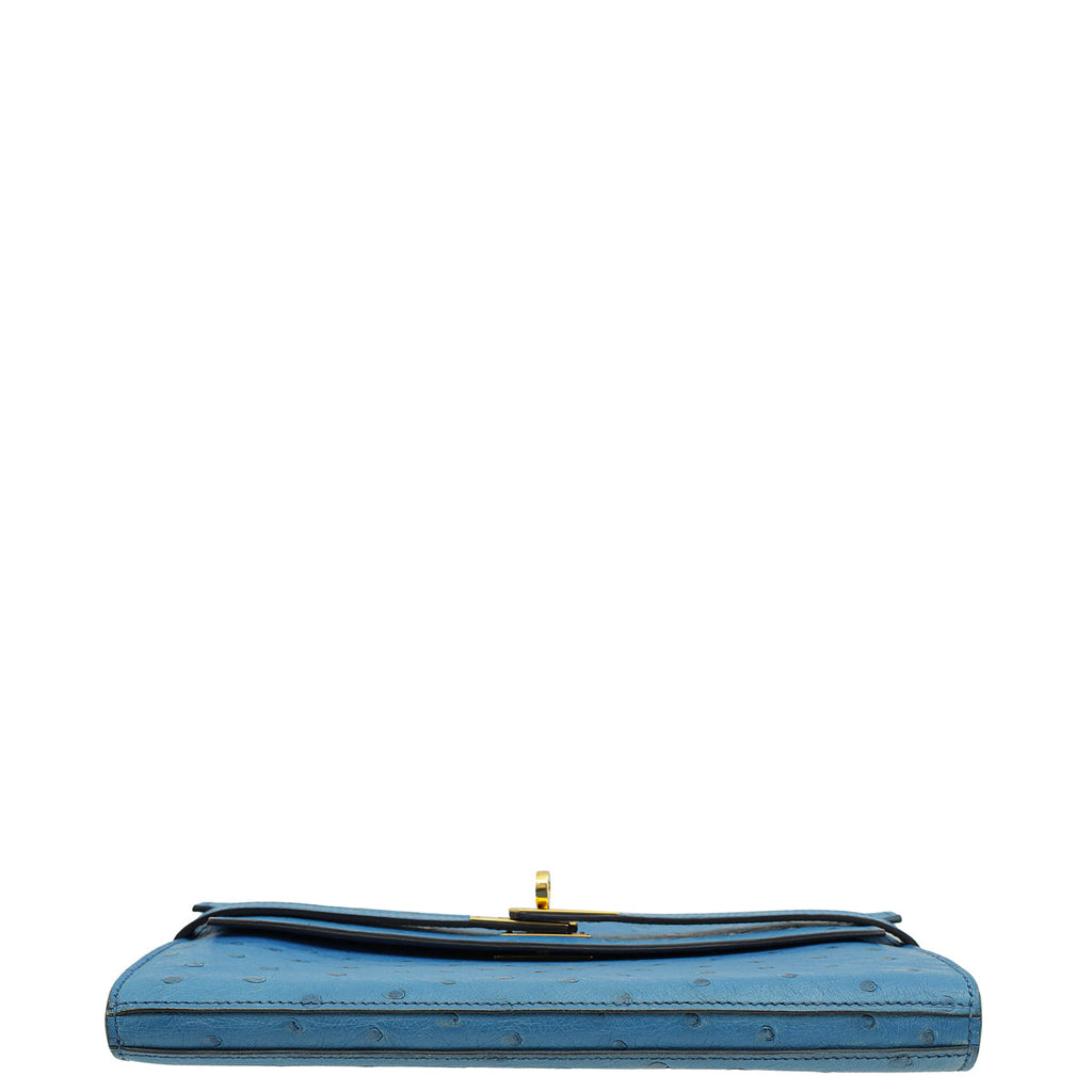 Hermes Bleuet Ostrich Kelly Classic Wallet