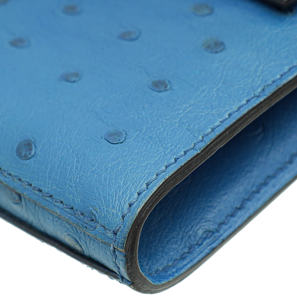 Hermes Bleuet Ostrich Kelly Classic Wallet