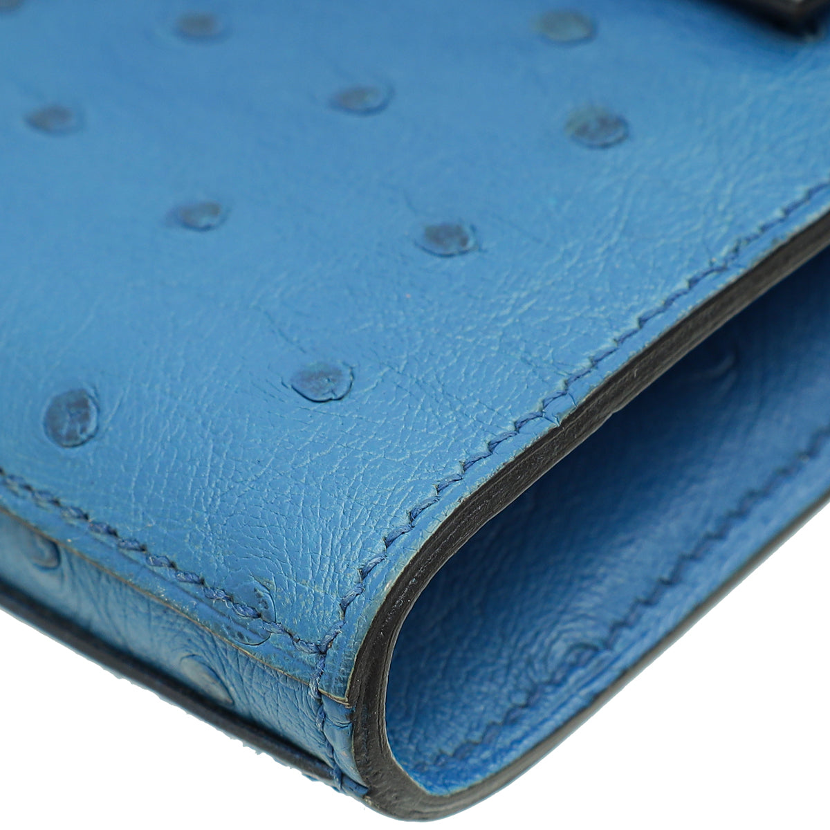 Hermes Bleuet Ostrich Kelly Classic Wallet