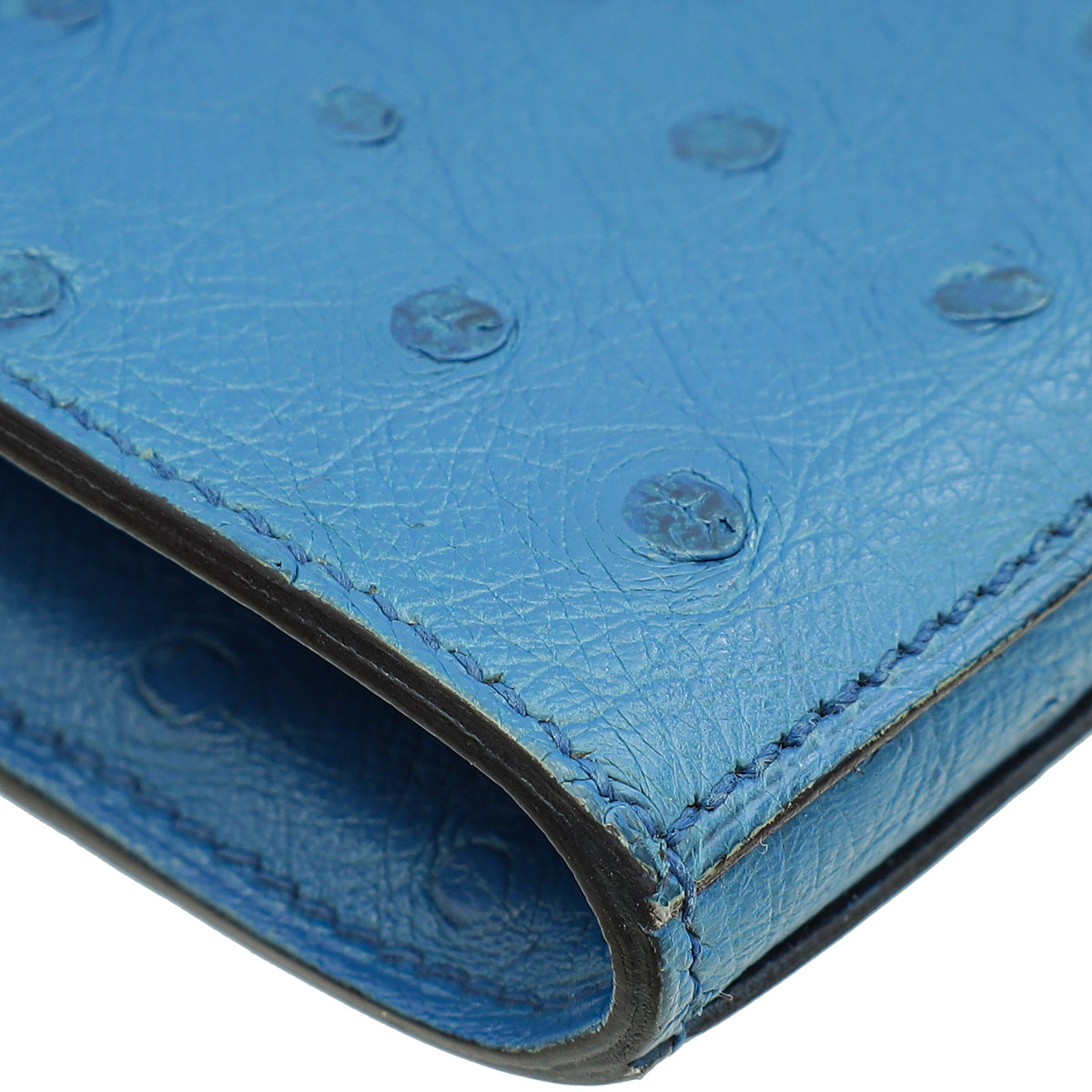 Hermes Bleuet Ostrich Kelly Classic Wallet