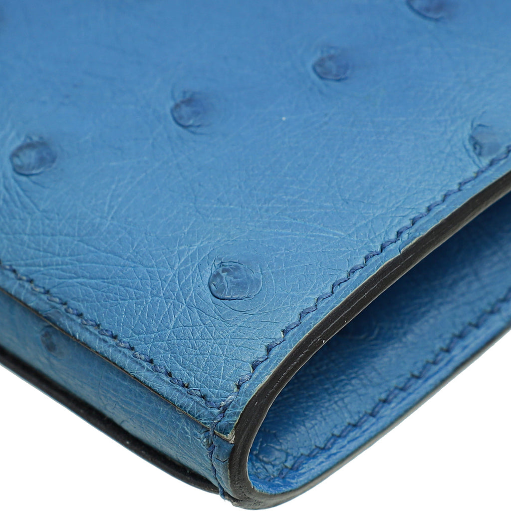 Hermes Bleuet Ostrich Kelly Classic Wallet