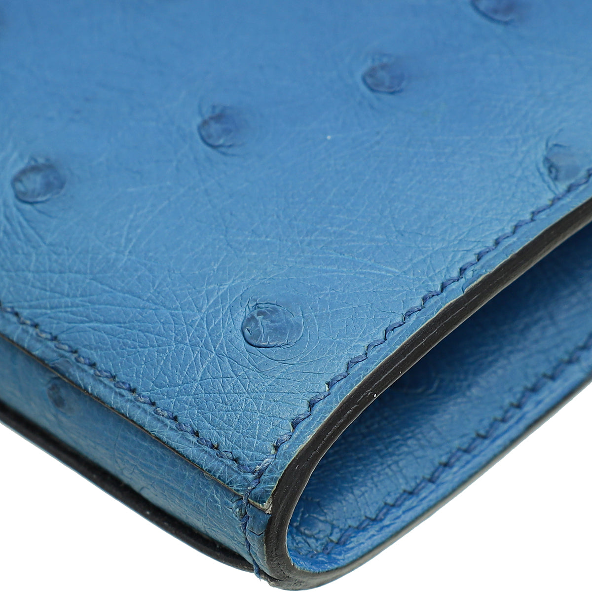 Hermes Bleuet Ostrich Kelly Classic Wallet