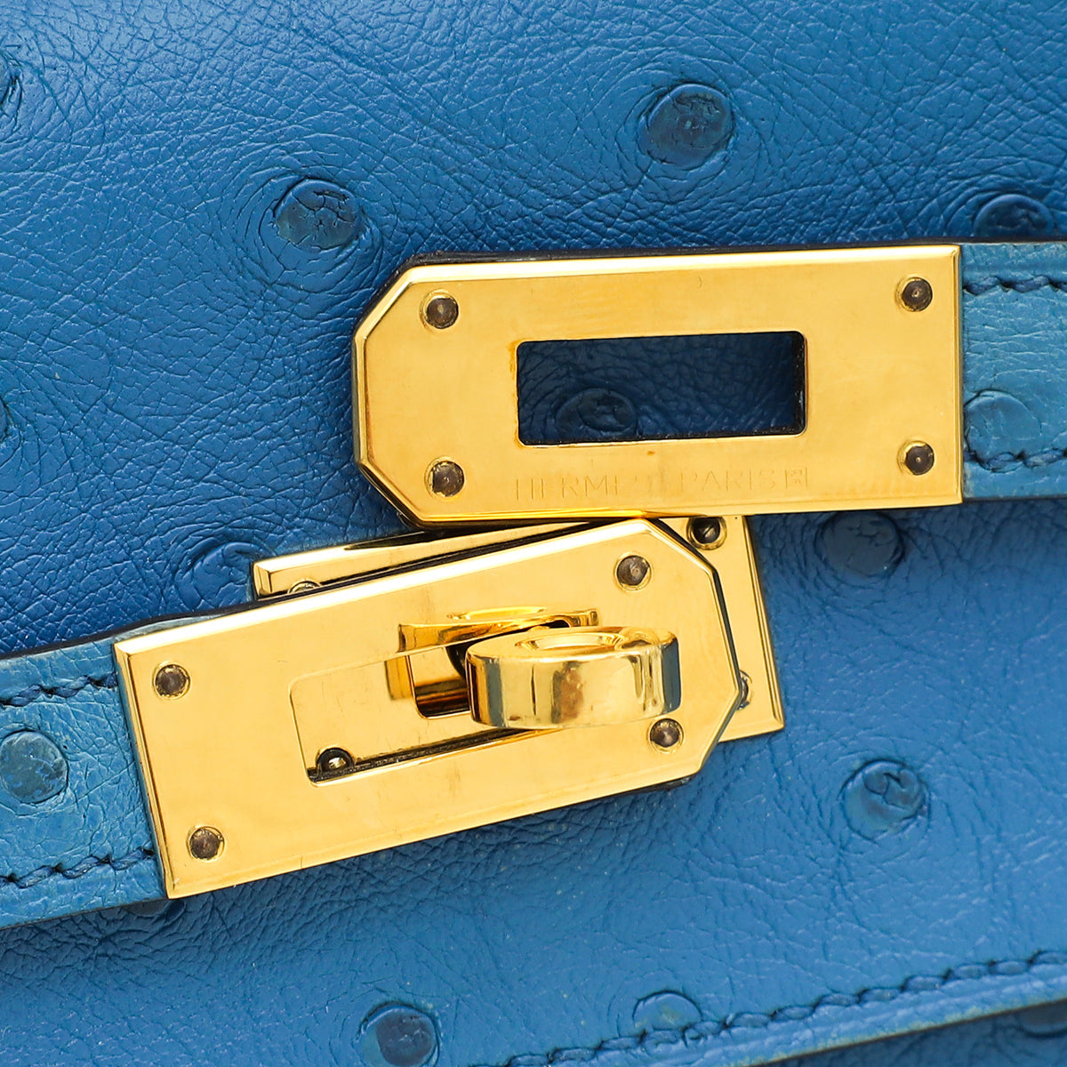 Hermes Bleuet Ostrich Kelly Classic Wallet