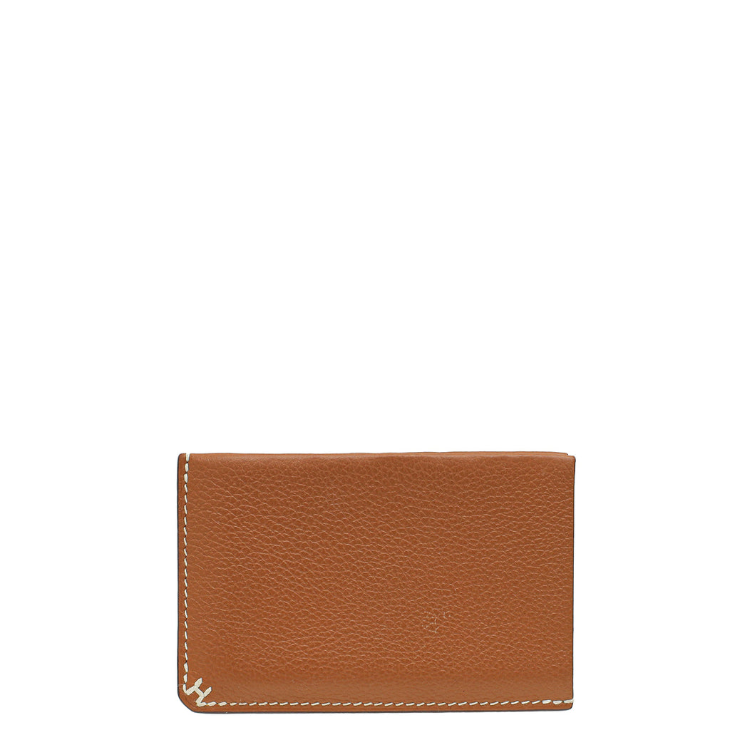 Hermes Gold H Sellier Card Holder