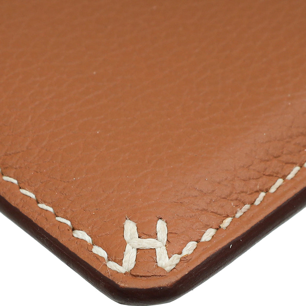 Hermes Gold H Sellier Card Holder