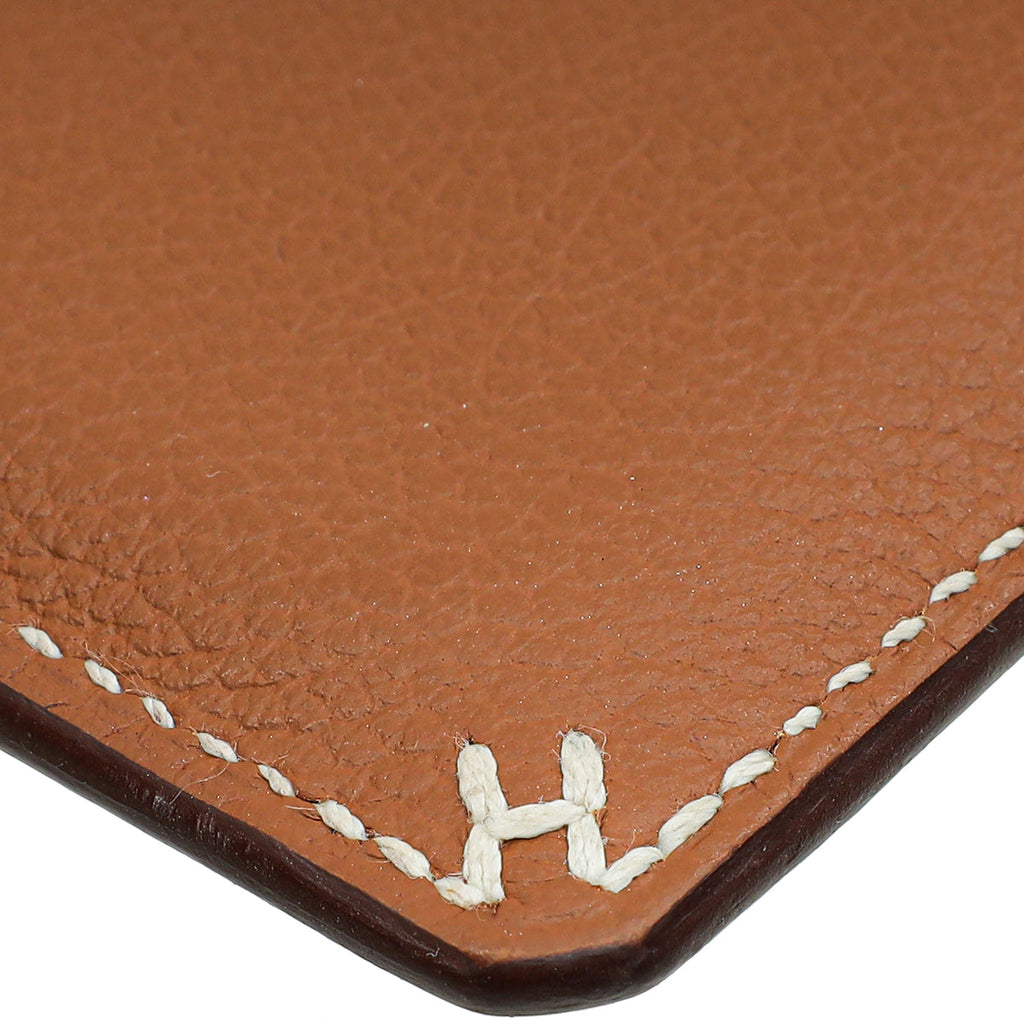 Hermes Gold H Sellier Card Holder