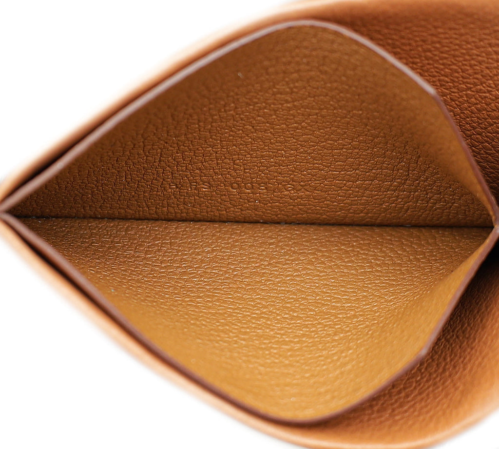 Hermes Gold H Sellier Card Holder