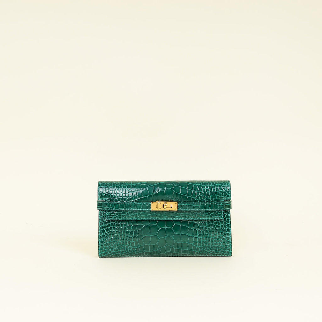 Hermes Vert Emeraude Classic Kelly Wallet