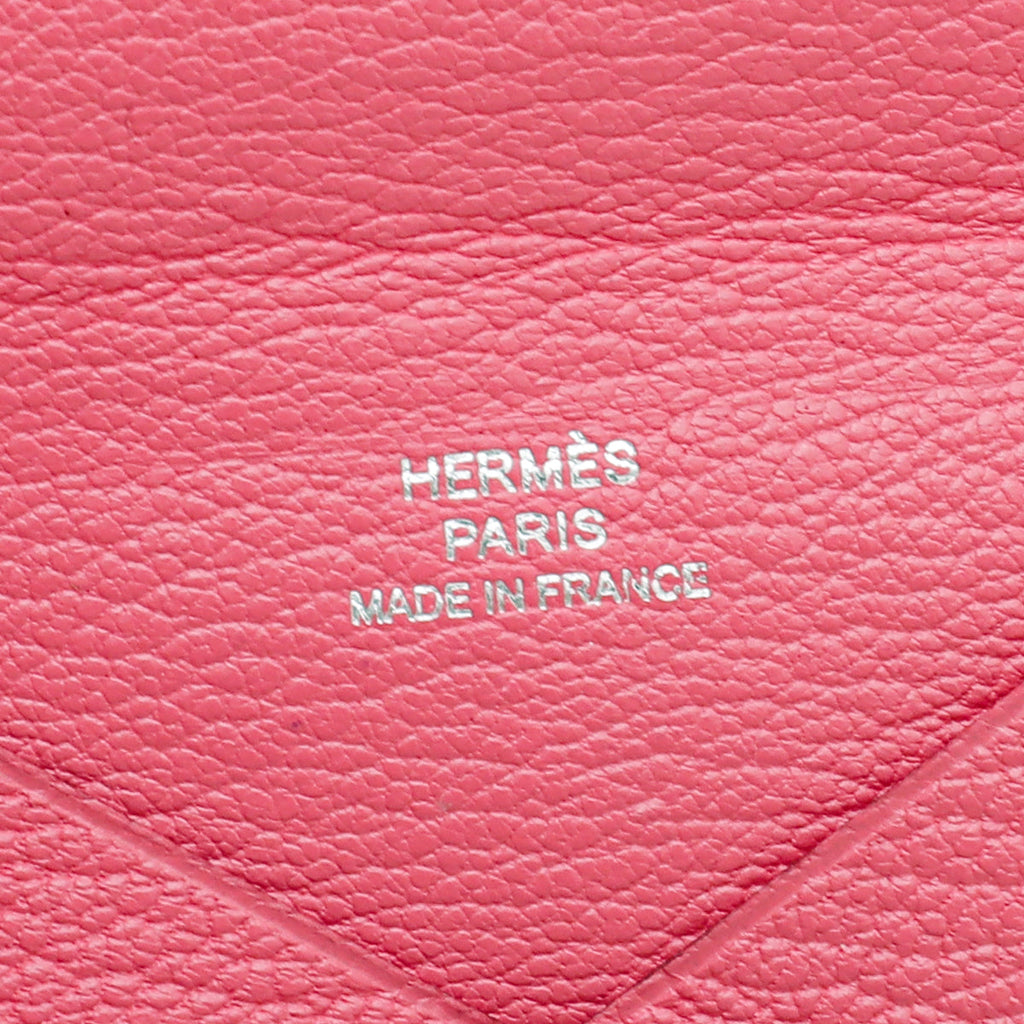 Hermes Rose Azalee Chevre Mysore Calvi Card Holder