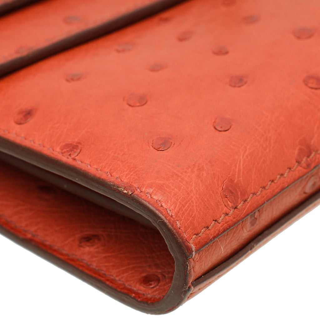 Hermes Cognac Ostrich Kelly Classic Wallet