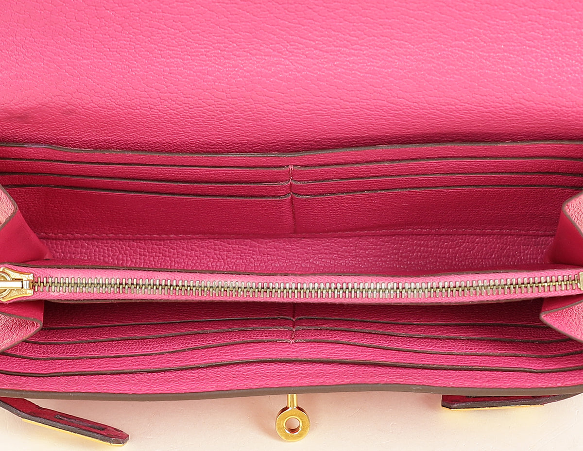 Hermes Rose Mexico Kelly Classic Wallet