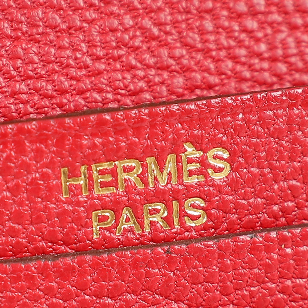 Hermes Rouge Grenate Mysore Goatskin Bearn Wallet